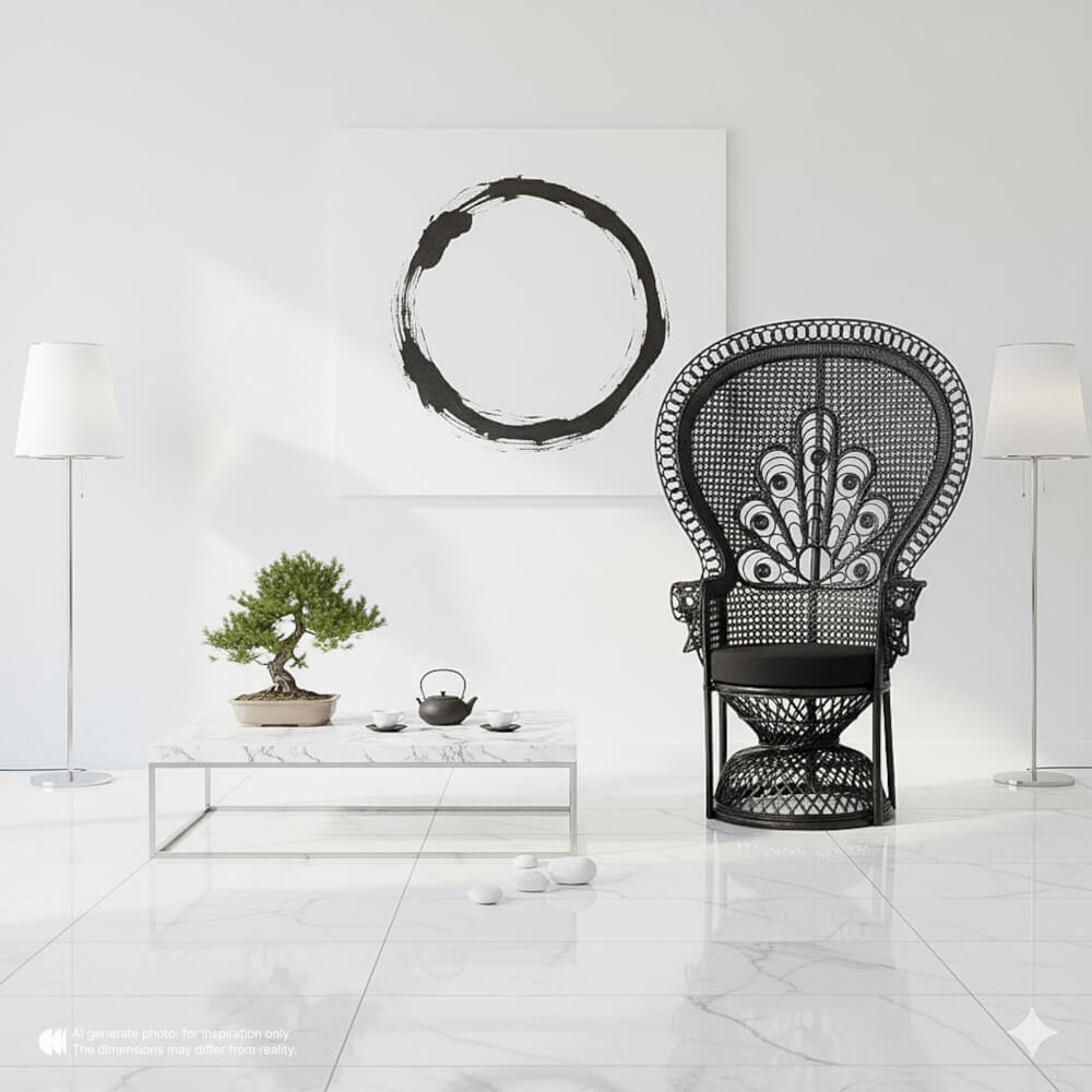 เก้าอี้หวายแท้ PISAMAI รุ่น PRINCESS CHAIR เก้าอี้นางงาม ขนาด 75*55*150 ซม. สีดำ